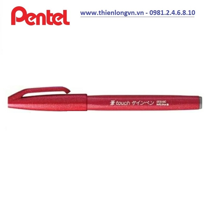 Bút lông viết thư pháp hiện đại Pentel SES15C-B màu đen; Calligraphy Fude Touch Sign - Red