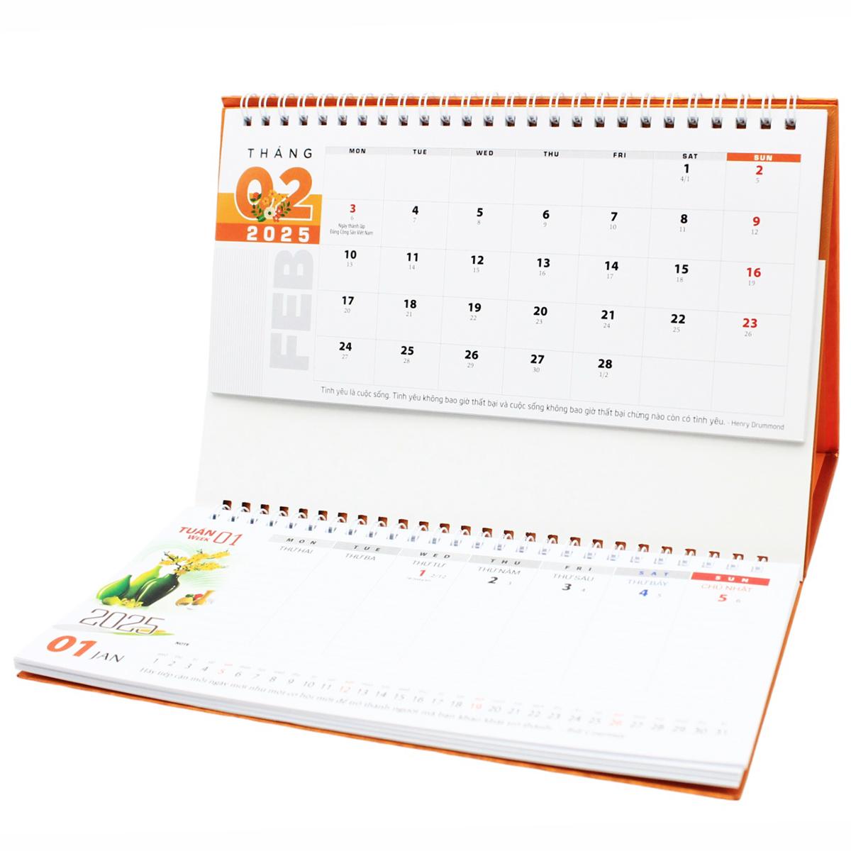 Lịch Bàn 2025 Có Note - Thuận Buồm Xuôi Gió - Văn Lang VL-LB14 - Đế Màu Xanh