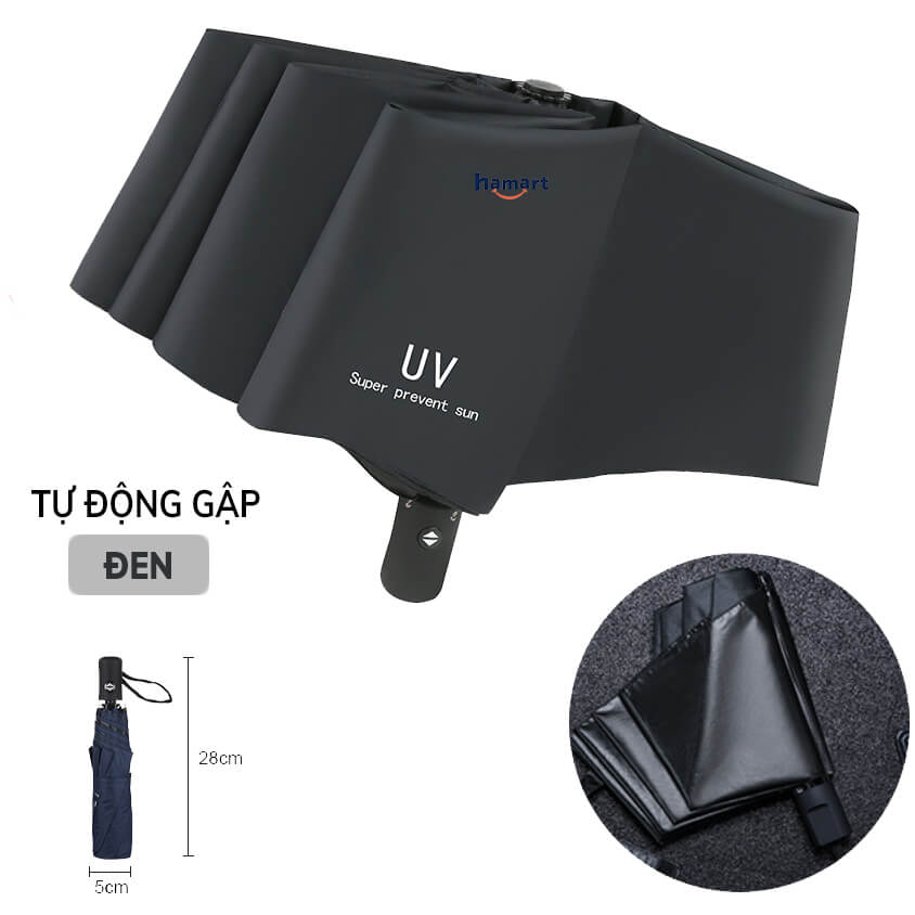 Ô Che Nắng Chống Tia UV Hamart 8 Nan Dù Tự Động Mini Che Mưa Phủ Vinyl Chống Thấm Cao Cấp