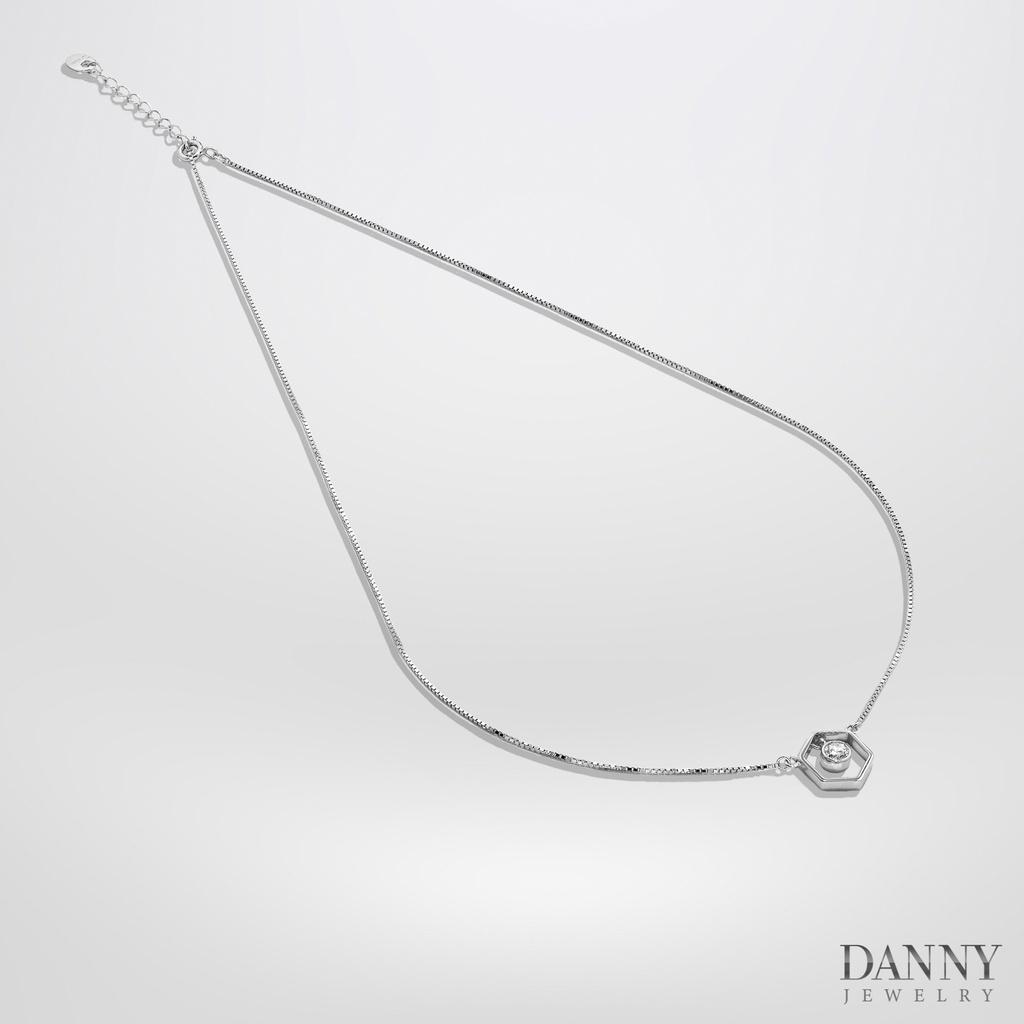 Dây Chuyền Có Mặt Danny Jewelry Bạc 925 Xi Rhodium Hình Lập Phương & Đá CZ DM044