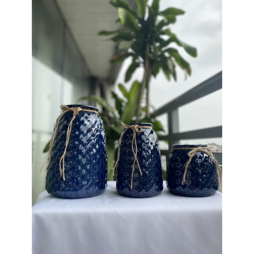 BỘ 3 LỌA HOA BÁT TRÀNG XINH XẮN TRANG TRÍ NHÀ CỬA