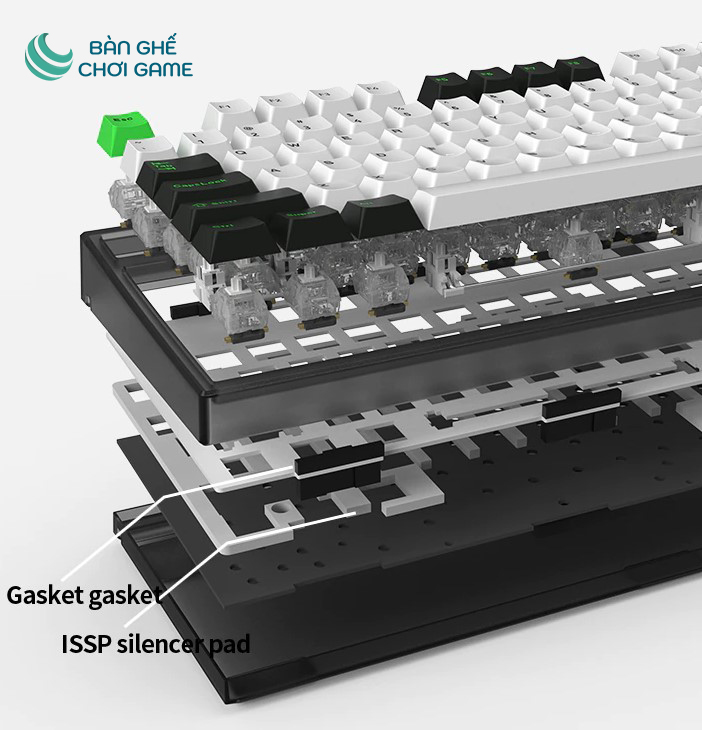 Bàn phím cơ FL-Esports GP87CP Gasket Mount White and Grey - Hàng chính hãng