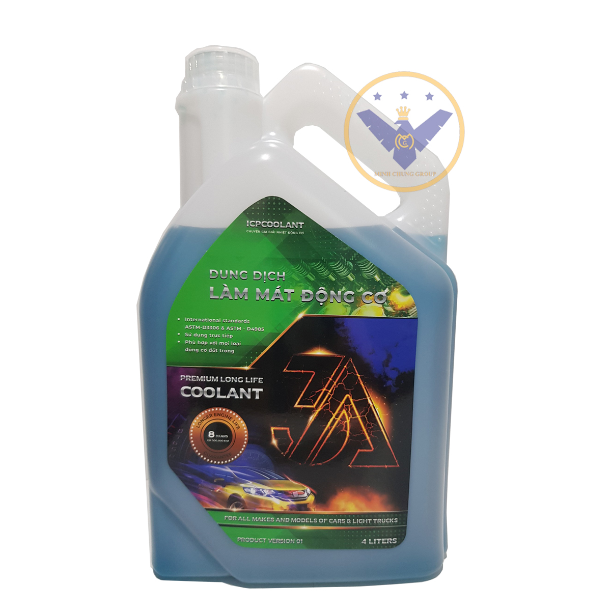 [QUÀ TẶNG] Nước làm mát xe ô tô màu xanh 3A Premium Longlife Coolant 4L tặng lon 500ml