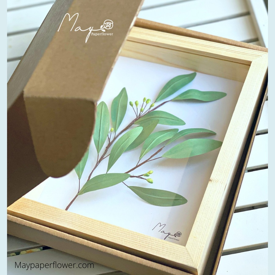 Tranh hoa giấy handmade trang trí cao cấp SIMPLICITY Set Lá size cm - Maypaperflower Hoa giấy nghệ thuật