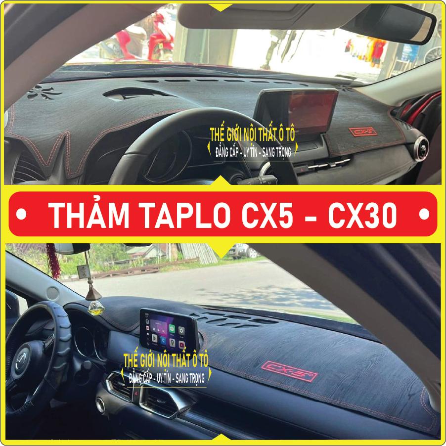 Thảm taplo Mazda CX3 CX5 CX8 CX30 da cacbon, da vân gỗ, nhung cu· 3 lớp dày 1cm chống nắng cao cấp