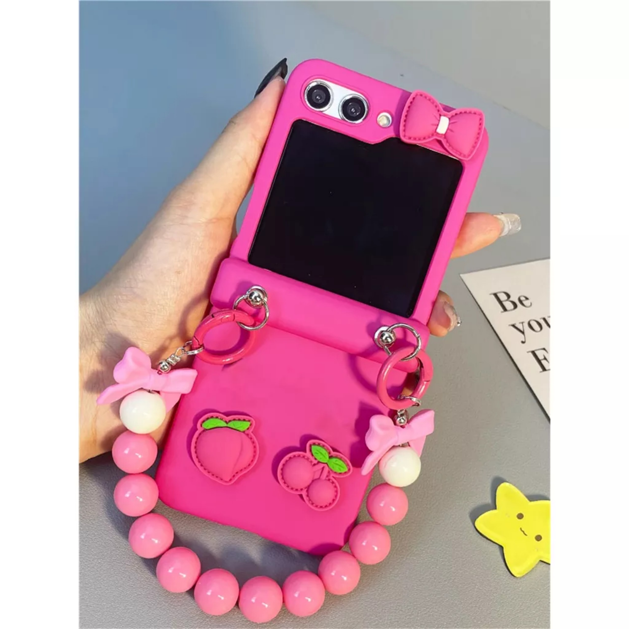 Ốp lưng cho samsung Zflip5 - Z flip5 - Z flip 5 hồng Hotpink siêu dễ thương