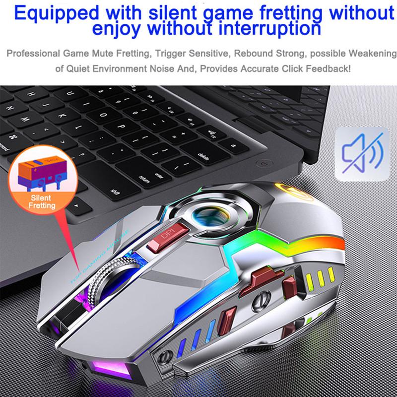 Chuột Không Dây Pin Sạc 2.4G Im Lặng Chơi Game 1600 DPI 7 Nút Bấm Đèn Nền LED Quang Máy Tính Cổng USB Mause Cho Máy Tính/laptop
