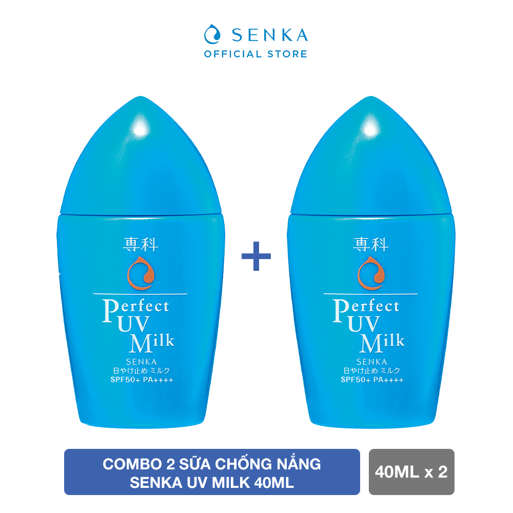 Bộ đôi Kem chống nắng Nhật Bản Kiềm Dầu - Không Gây Mụn dạng sữa SENKA PERFECT UV MILK 40ml