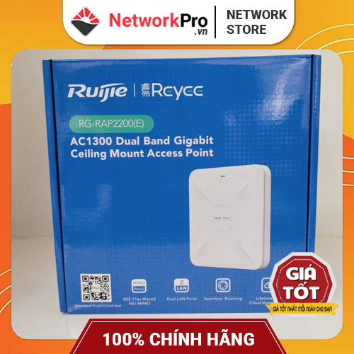 Bộ Phát WiFi Ruijie RG-RAP2200(E) – Chịu Tải 110 User, Tốc Độ 1267Mbps (Hàng Chính Hãng)