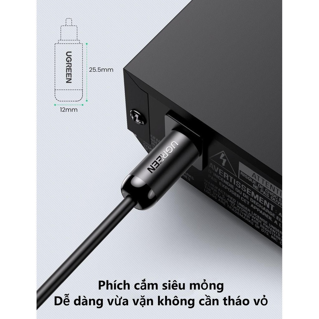 Dây audio quang (Toslink, Optical) UGREEN (đen) hàng chính hãng