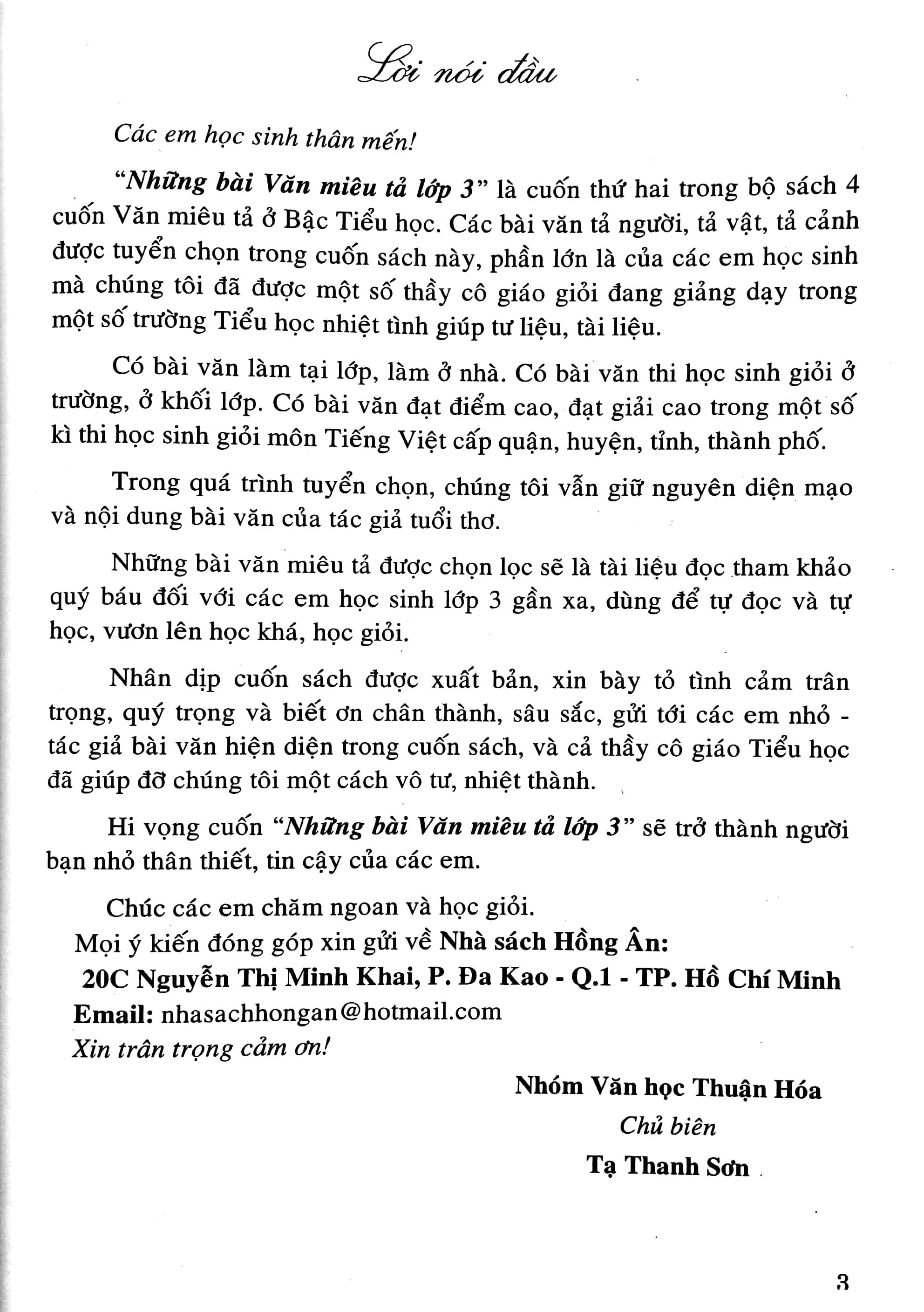 Những Bài Văn Miêu Tả Lớp 3 (Dùng Chung Cho Các Bộ SGK Hiện Hành)