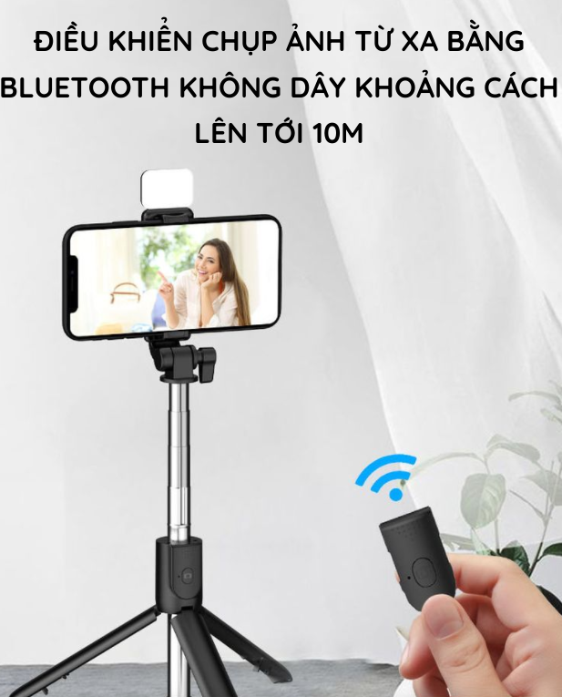 Gậy chụp ảnh selfie có tích hợp đèn Led, tripod hỗ trợ livestream, học online, quay tiktok vlog, xoay 360 độ dành cho các dòng điện thoại thông minh