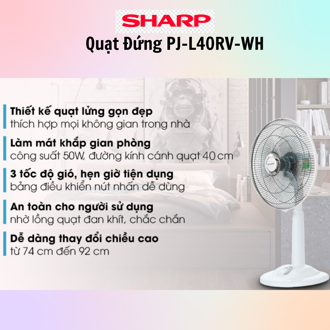 Quạt lửng Sharp PJ-L40RV-LG/WH/DG  - Sản xuất tại Việt Nam - Hàng Chính Hãng