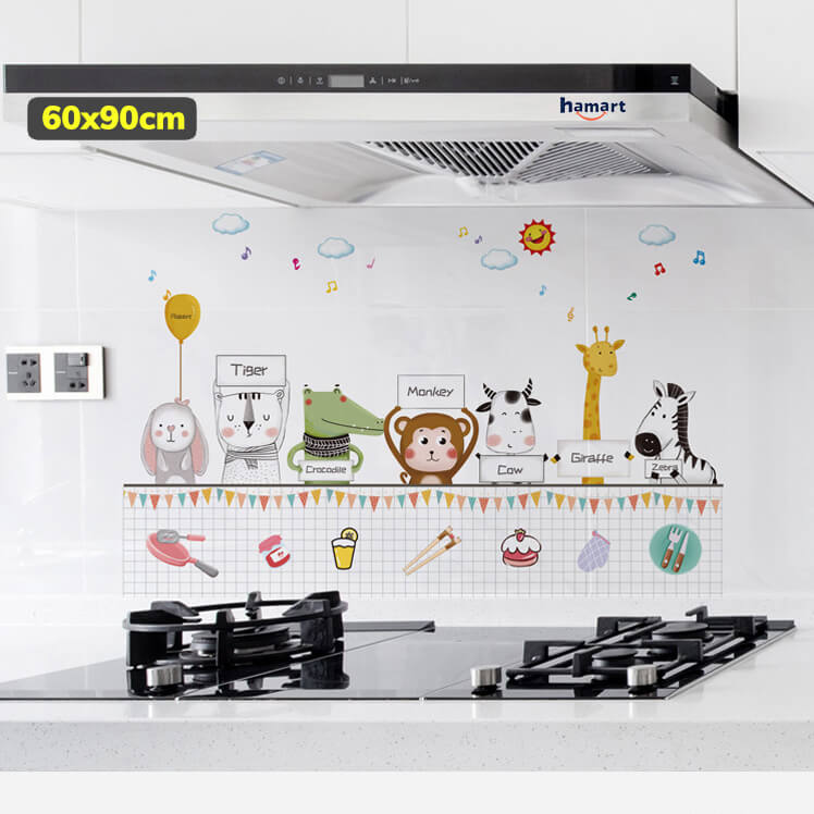 Giấy Dán Tường Bếp Chống Dầu Mỡ PVC Chống Thấm 60x90CM Dán Trang Trí Decor Sạch Tường