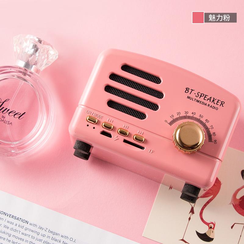 Loa Bluetooth Âm Thanh Nhỏ Prince Mini Card Radio Không Dây Retro Nhỏ Âm Thanh Nổi Di Động Ngoài Trời Loa Caixa de Som Màu sắc: Hồng