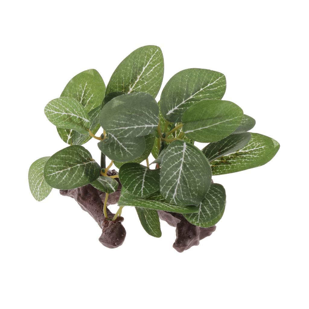 Reptile Resin Artificial Plant, Terrarium Grass Flexible Pet Habitat Decor for Crested Gecko Lizard Spider Scorpion Snake Other Small Animals