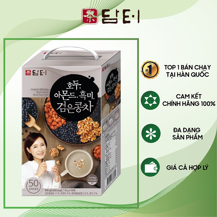 Bột Ngũ Cốc Damtuh Đậu Đen, Óc Chó, Hạnh Nhân Hàn Quốc, 50 Gói * 18G, Giàu Dinh Dưỡng, Ít Đường