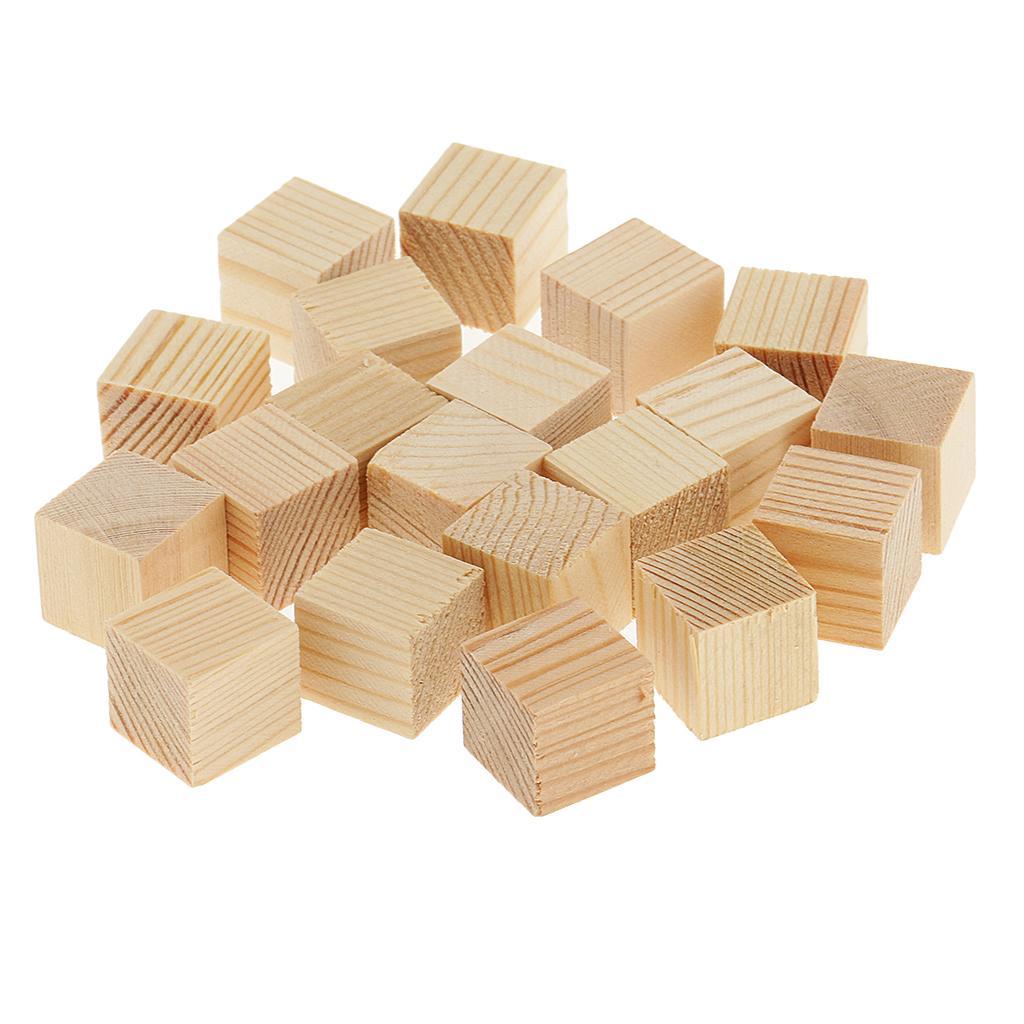 3-10pack Wood Cube Blocks Puzzle Unfinished Wooden Pieces for Crafts 15mm 20