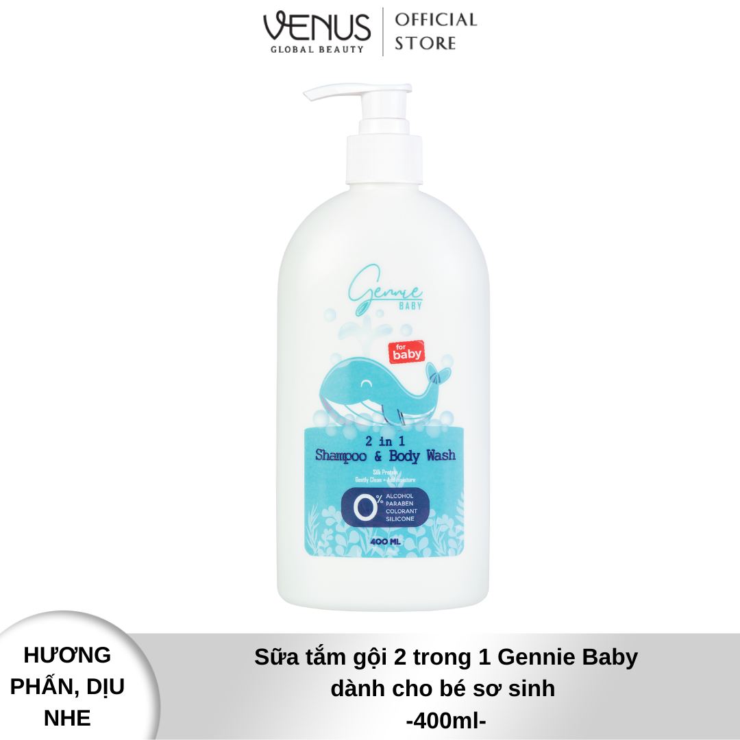Sữa Tắm Gội 2in1 Gennie Baby Dành Cho Bé Sơ Sinh 400ml Chính Hãng