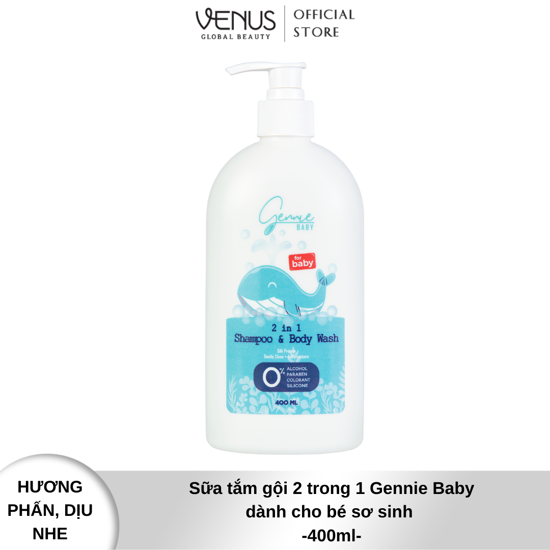 Bộ đôi Mẹ và Bé Sữa tắm Gennie Little Rose Dress + Sữa tắm gội 2IN1 Gennie Baby 450ml - 400ml