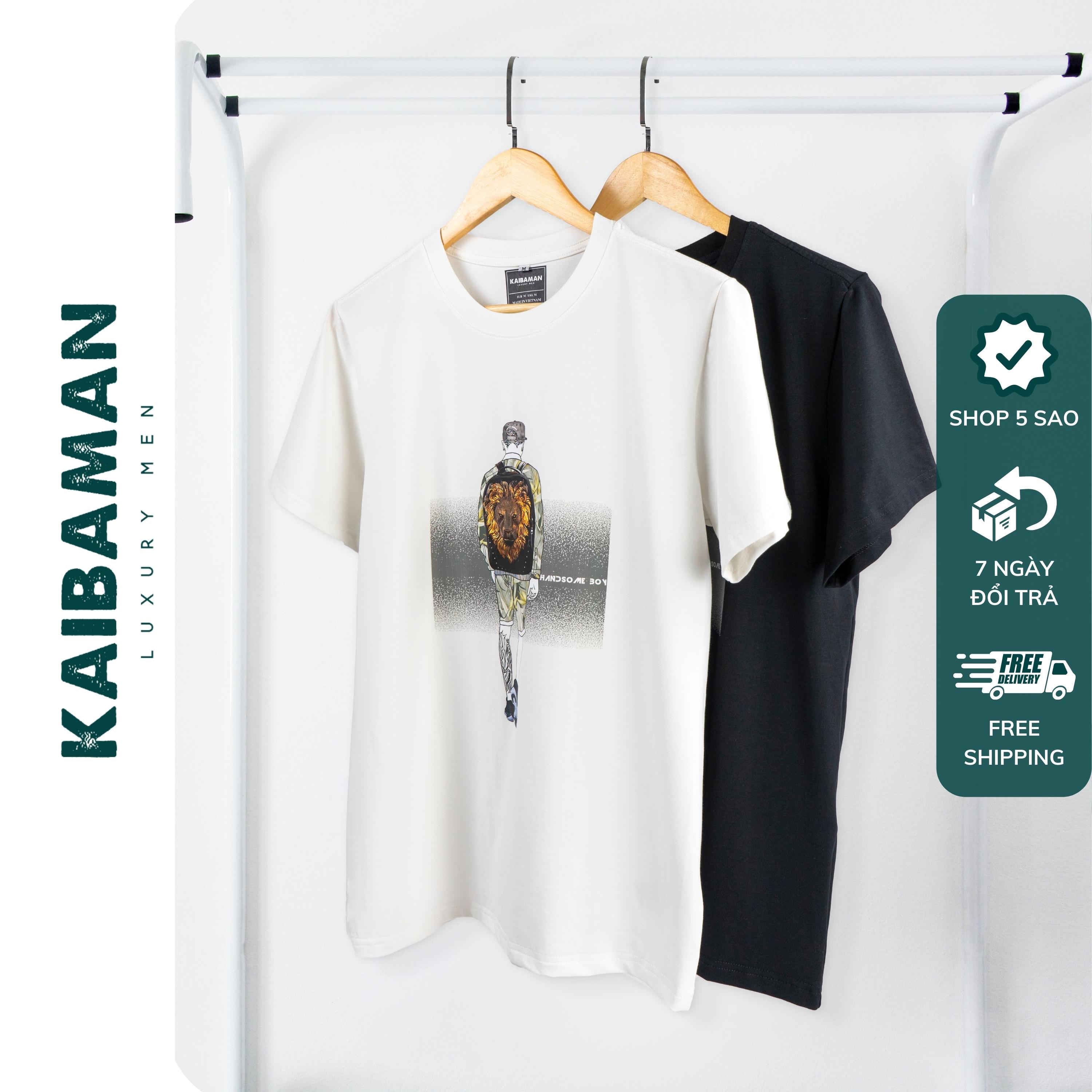 Hình ảnh [A01-021]Áo Thun T-Shirt In Hình Hai Màu Đen Trắng Áo Phông Nam Cổ Tròn Cotton Compact - KAIBAMAN STORE