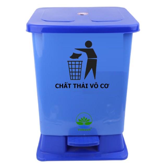 Thùng rác y tế, thùng rác nhựa nắp kín đạp chân 25 lít (Dán nhãn phân loại rác)