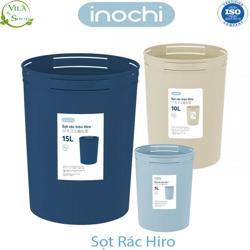 Thùng Đựng Rác, Giỏ Rác - Sọt Rác Tròn Hiro 5L-10L-15L Inochi Có Cài Túi Rác Đa Năng Tiện Lợi