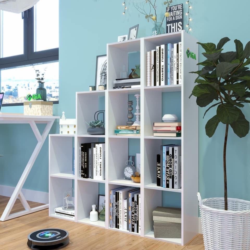 Kệ Sách Tổ Ong Đa Tầng màu trắng hiện đại sang trọng lắp ghép tiện dụng