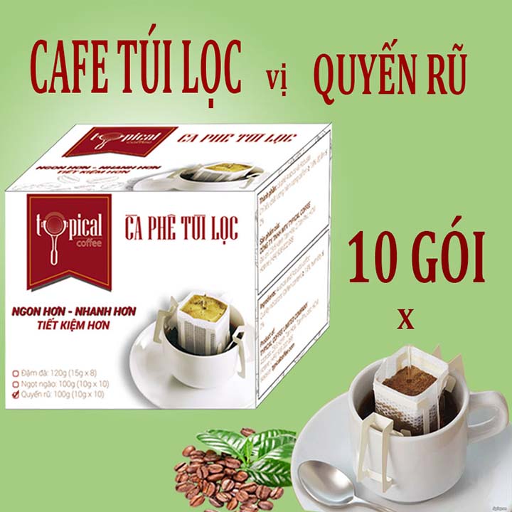 Cà phê túi lọc Typical Coffee vị Quyến Rũ 100gr - Cafe phin giấy 10 túi lọc cà phê x 10gr