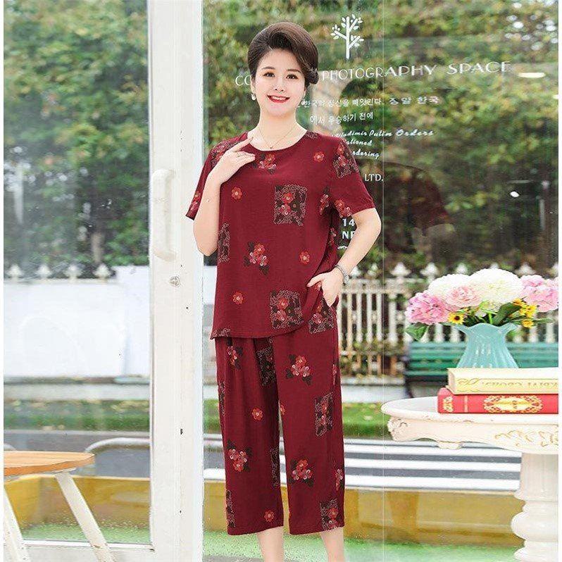 (HÀNG SẴN) Bộ Đồ Cotton Lụa Mềm Mát Cho Mẹ AB36 - Hàng Quảng Châu Cao Cấp