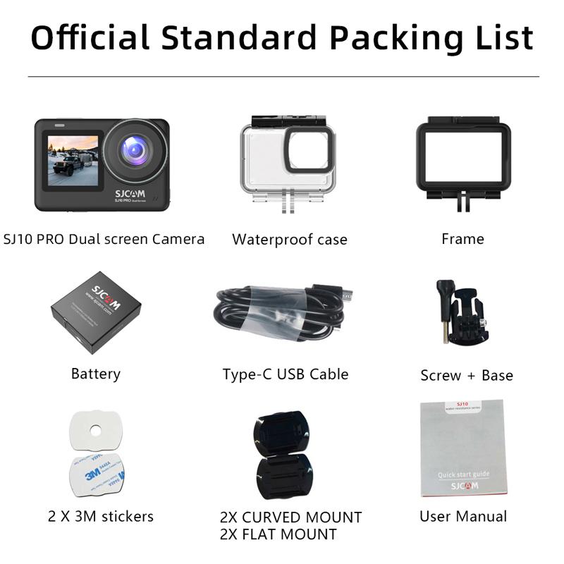 SJCAM SJ10 Pro Camera Hành Động Màn Hình Kép 4K 60FPS WiFi Con Quay Hồi Chuyển Chip Ambarella Chống Rung Phát Trực Tiếp Thân Thể Thao Chống Nước DV