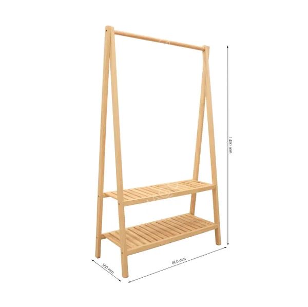 Kệ treo quần áo chữ A 2 tầng ngang 1M bằng gỗ cao su thiên nhiên-giá treo đồ đa năng tiện -an toàn- cứng cáp và chắc chắn