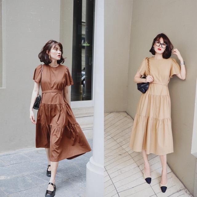 Đầm đũi kaki mềm kèm đai