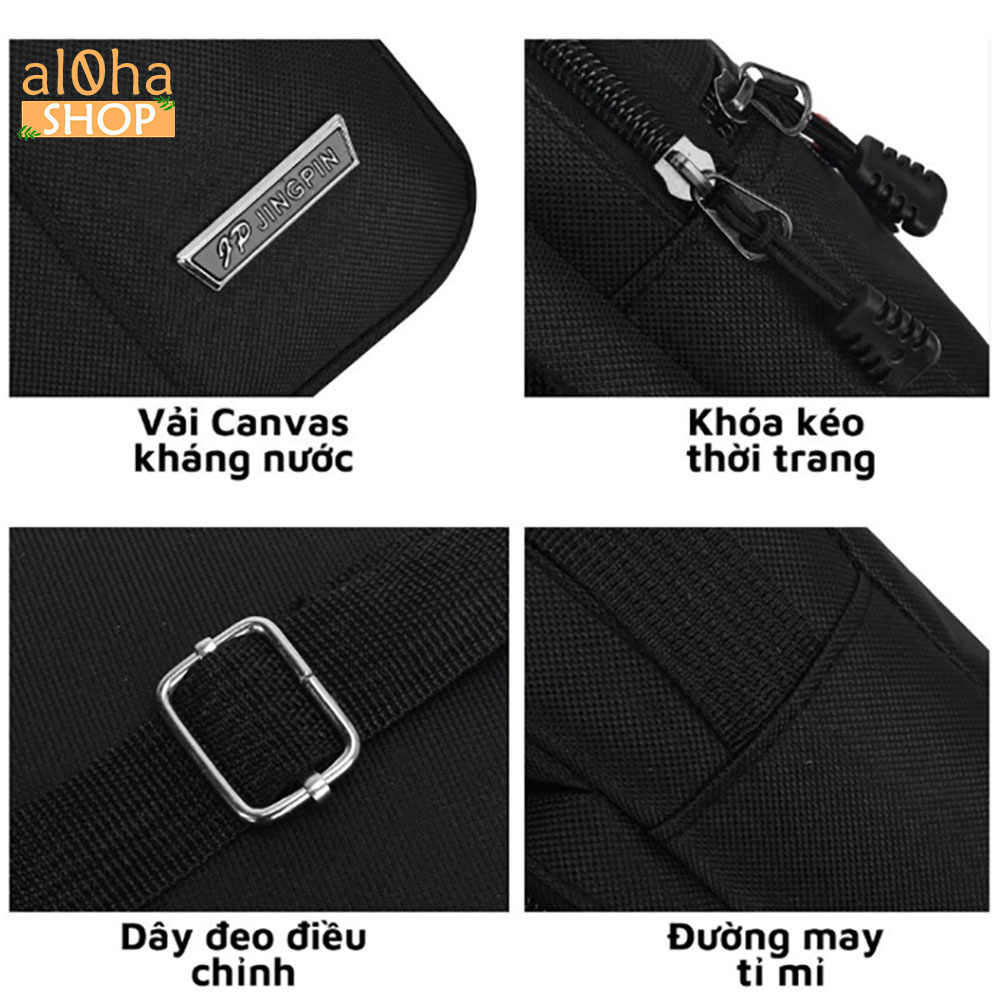 Túi vải Canvas đeo chéo T0194 3 ngăn siêu bền unisex nam nữ - al0ha Shop