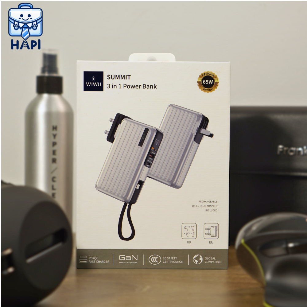 Sạc dự phòng hàng chính hãng WiWU Summit 10.000mAh 30W Wi-P045: Tích hợp cáp Type-C, kiêm củ sạc 65W đa năng