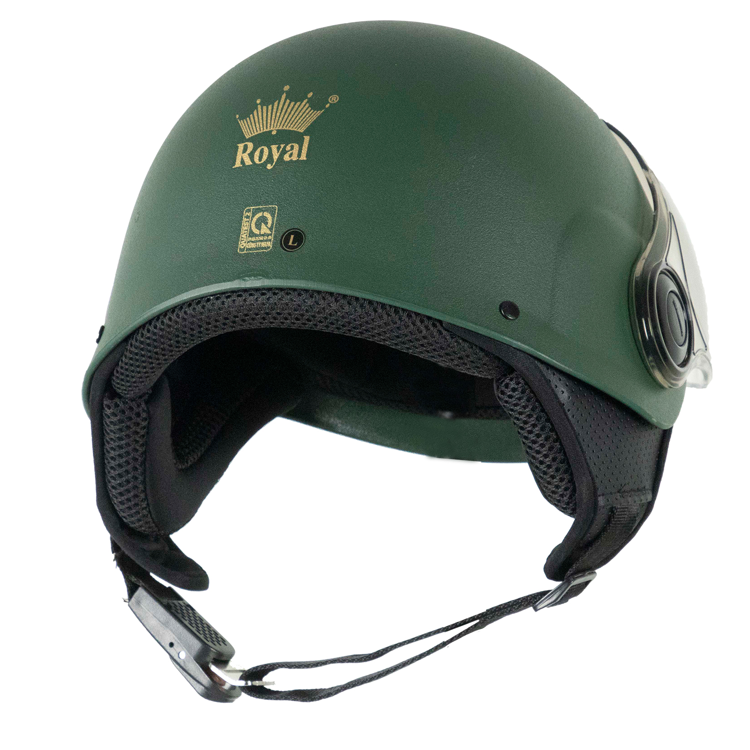 Nón bảo hiểm nửa đầu có kính Royal M102 - Xanh lính - Size L - Hàng chính hãng - Bảo hành 12 tháng