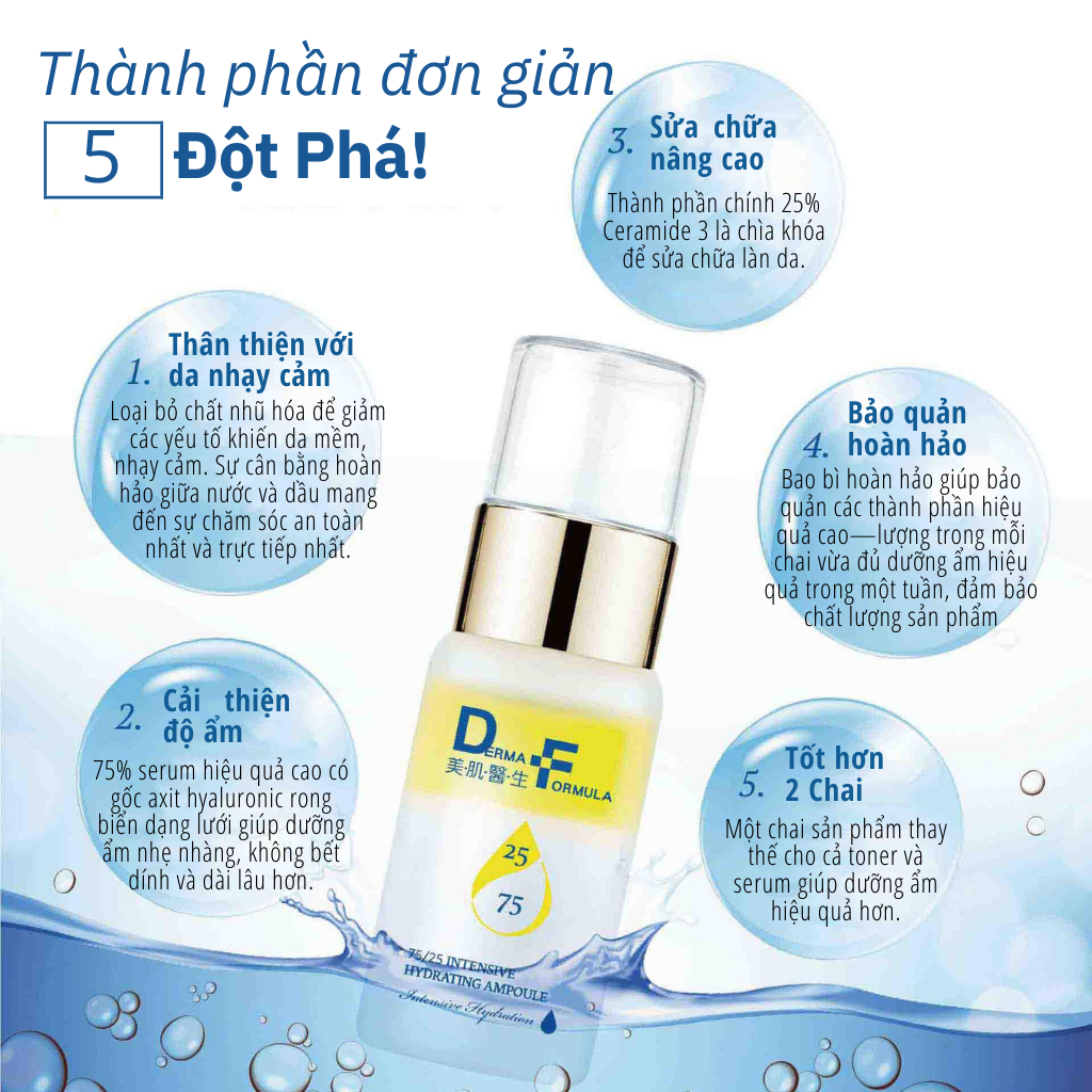 Tinh Chất Dưỡng Ẩm Derma Formula 75/25 Intensive Hydrating Ampoule 10mlx2pcs