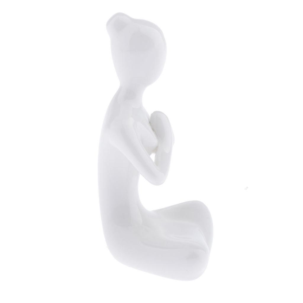 Tishita 2x Ceramic Yoga Figure Ornament Statue Sculpture Garden Desk Home