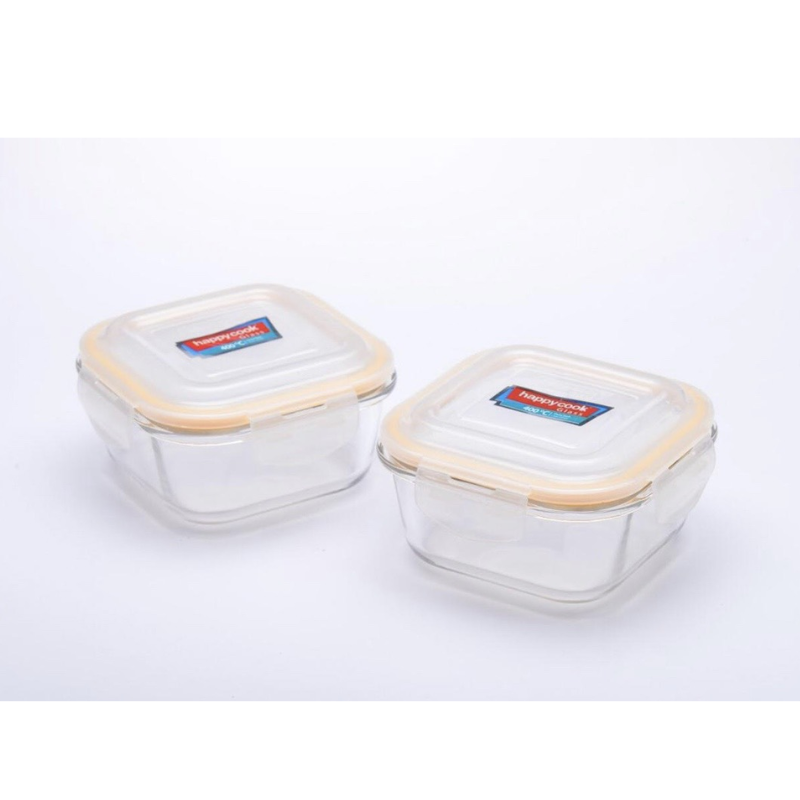 Bộ Hộp Thủy Tinh Vuông HappyCook 2pcs 520ml HCG-02SBE
