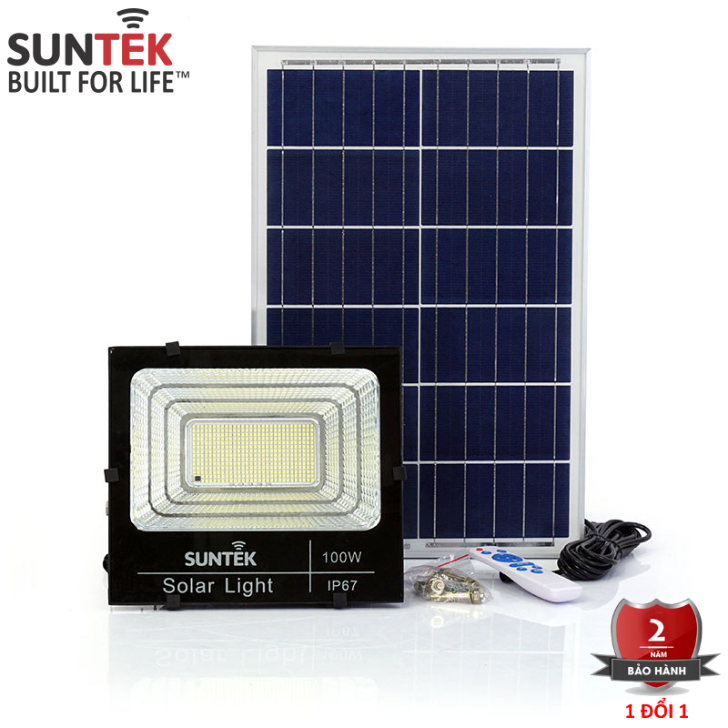 Đèn Pha Năng Lượng Mặt Trời SUNTEK LED Solar Light 100W - Hàng Chính Hãng