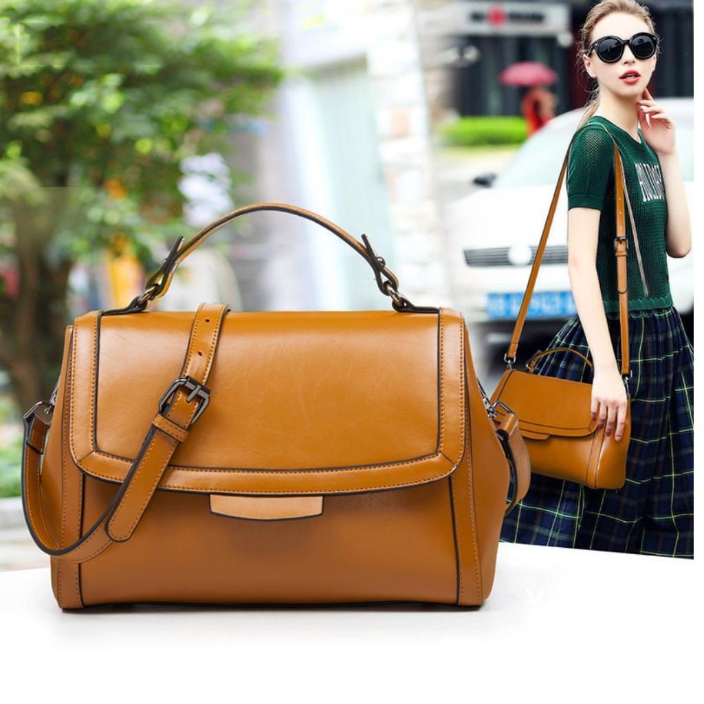 Túi xách nữ Da Bò 100% Cao Câp Vừa Túi đeo chéo, Cầm Tay - Thời trang Nhật Bản và Hàn Quốc kết hợp sản xuất