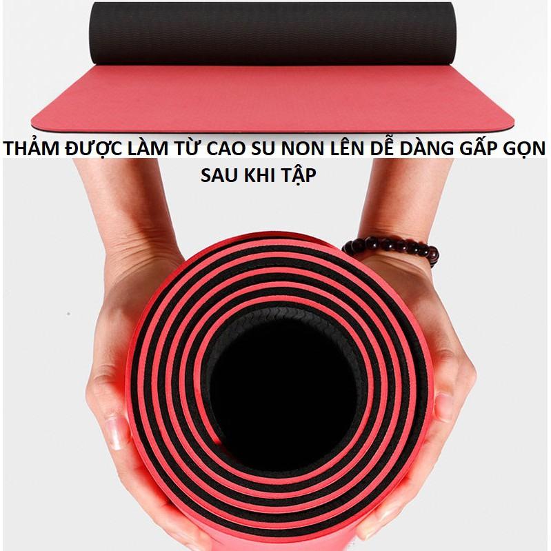 THẢM TẬP YOGA ĐỊNH TUYẾN (kèm túi đựng) THẢM TẬP GYM ĐỊNH TUYẾN, THẢM ĐỊNH TUYẾN CAO SU NON CAO CẤP.