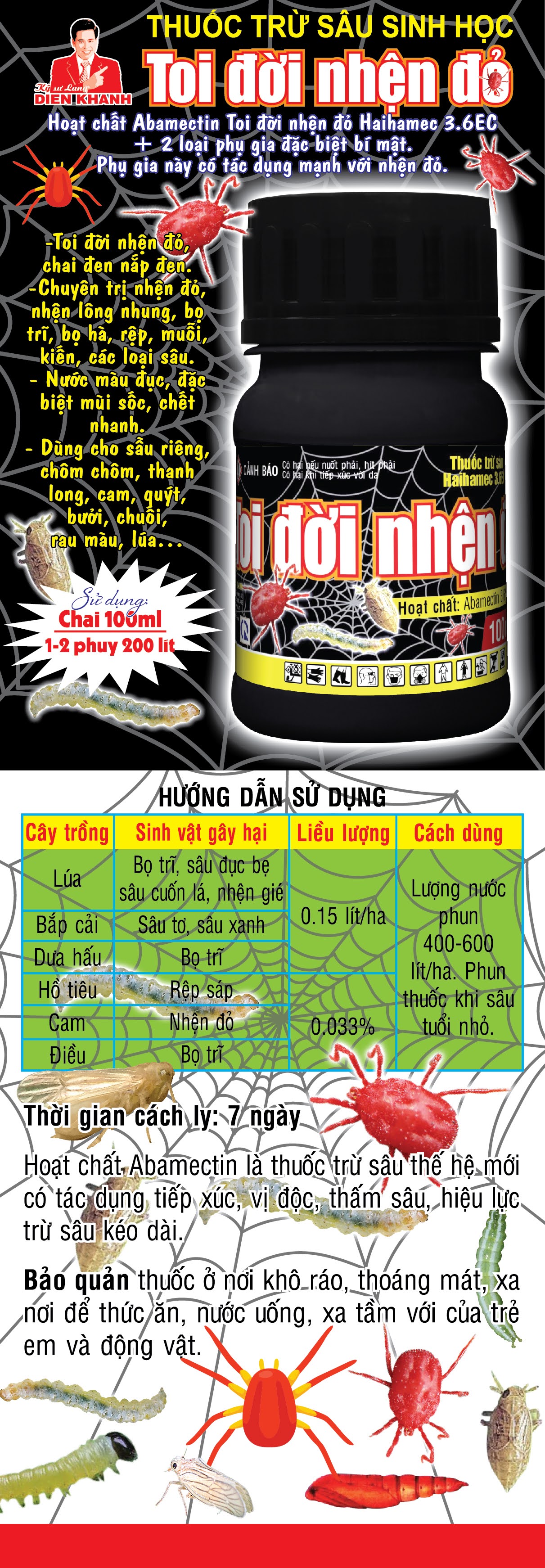 Thuốc trừ sâu Toi Đời Nhện Đỏ 100ml Bọ trĩ - Rệp sáp