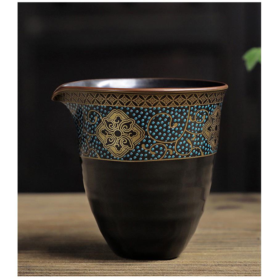 Bộ trà kiểu Nhật 8 chén đầy đủ dụng cụ, hàng cao cấp họa tiết sắc nét