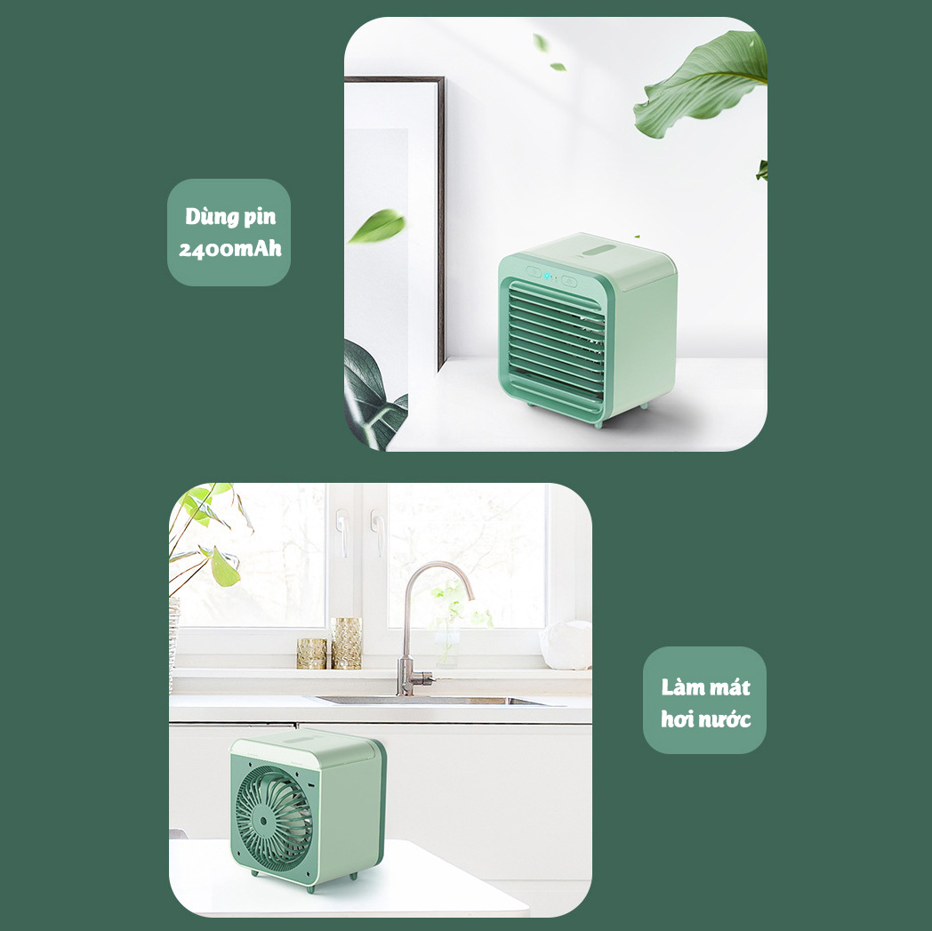 Quạt đá điều hòa phun sương Jatek SL-08 Quạt hơi nước mini để bàn làm mát 8-10 độ dùng pin sạc 8-10 tiếng