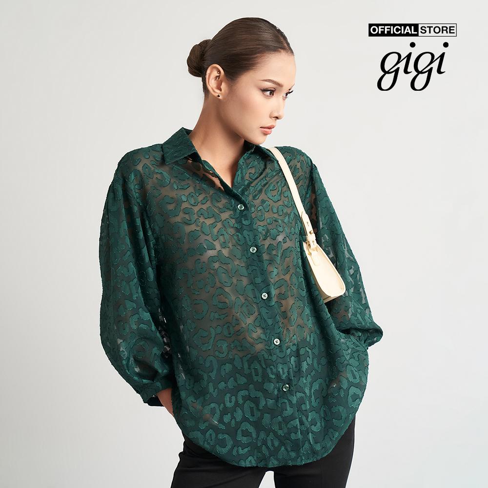 GIGI - Áo sơ mi nữ tay dài phom suông phối họa tiết da báo G1110T222228-19
