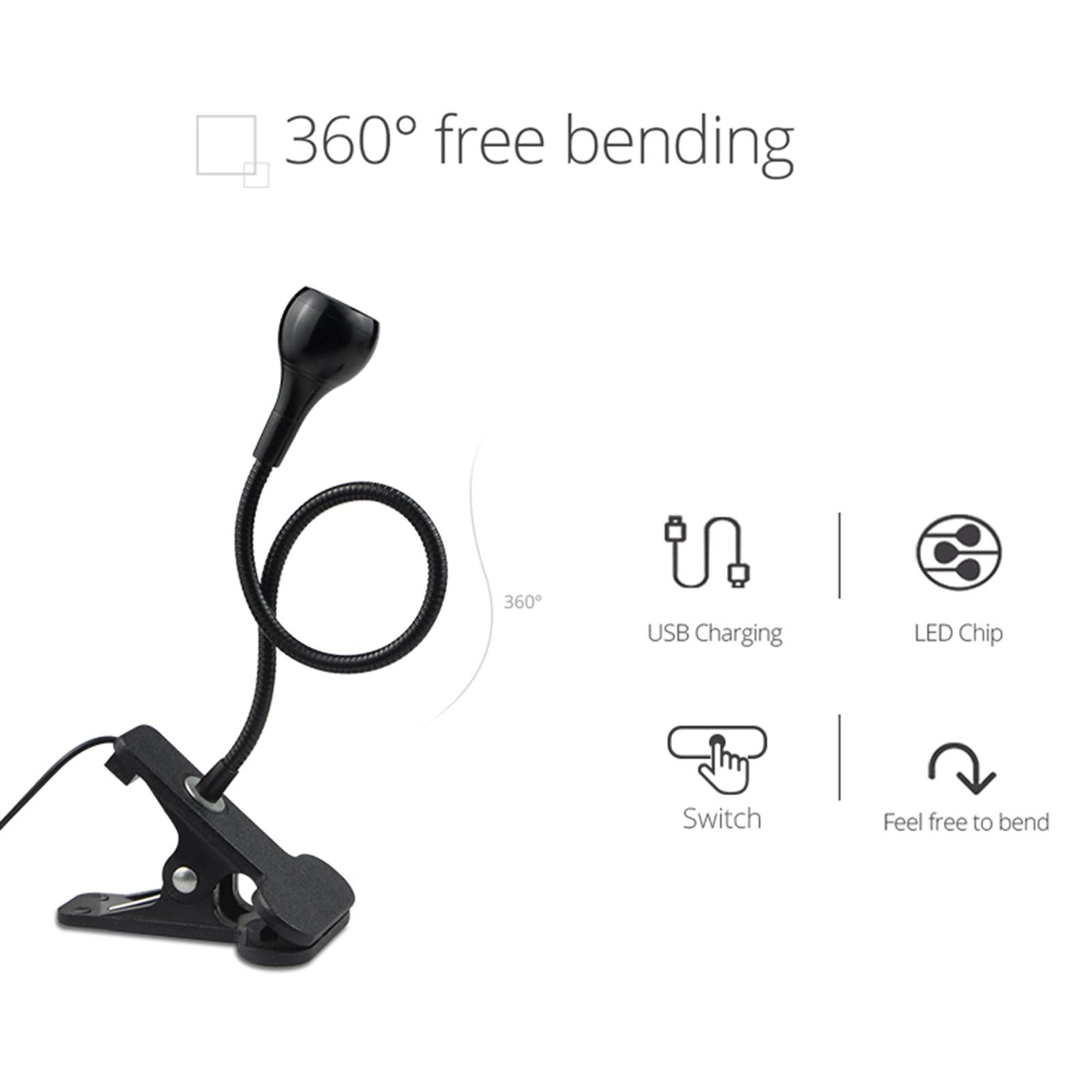 USB Flexible Reading LED Desk Lights Clip-on Table Lamp
