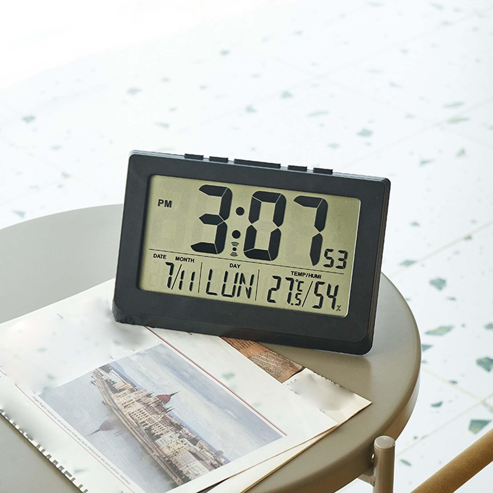 Multifunctional Digital Clock, Modern LCD Temperature Humidity Display Large Screen Wall Clocks for Shop Gift Bedroom Restaurant Decor