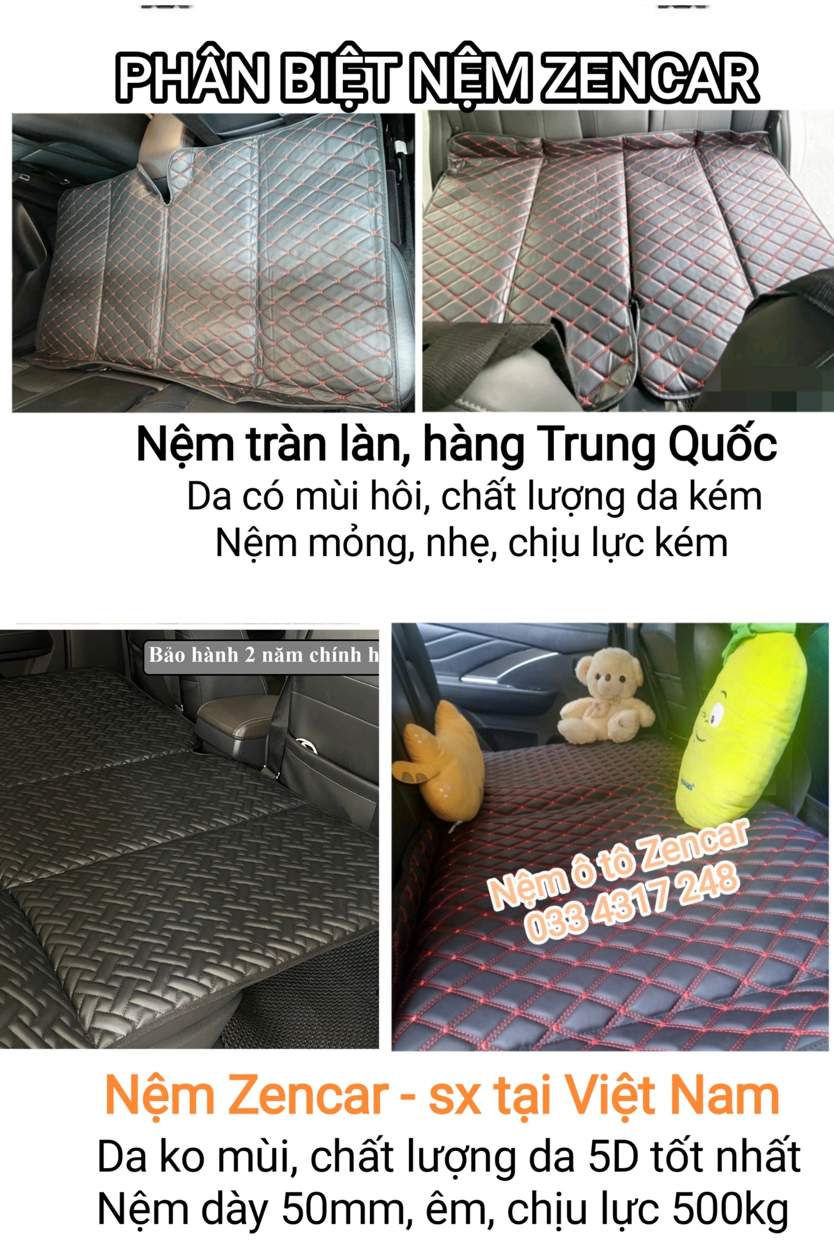 [Bảo hành] Nệm ô tô, nệm xe 5 chỗ, nệm xe bán tải, nệm ô tô gấp gọn, nệm giường ô tô