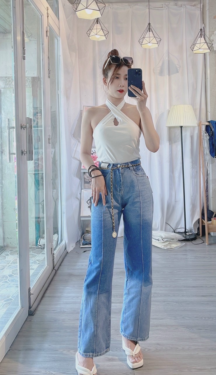 QUẦN BÒ NỮ ,QUẦN BAGGY JEAN NỮ LOANG MÀU LƯNG CAO TÔN DÁNG - ĐM01